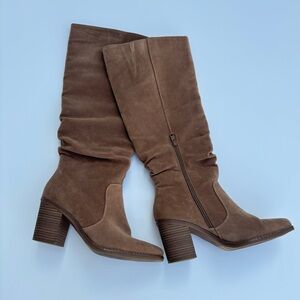 Knee High Brown Heeled Boots